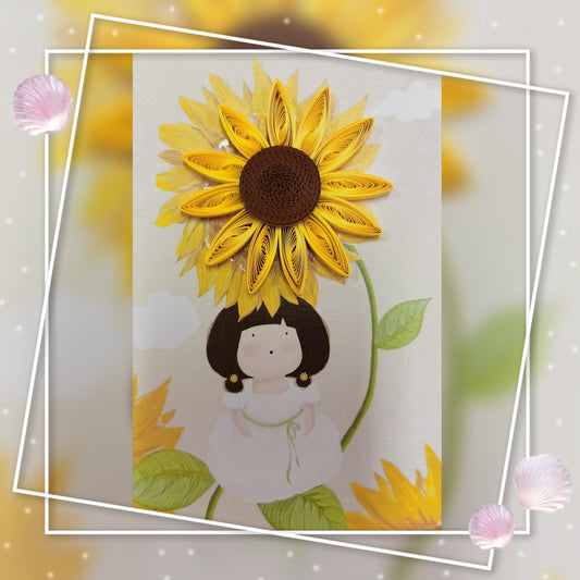 7Inch Sunflower Quilling Art  -Unframed #001